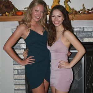 Teal wrap around mini dress
